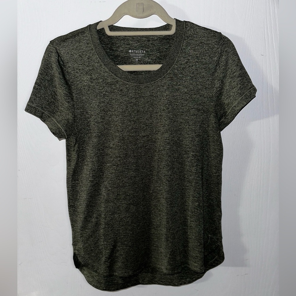 Athleta Heathered Hunter Green UpTempo Workout Tee